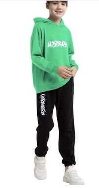 Boy's Pullover Hoodie Jogging Pants Set 2 Pieces Sweatsuit-SIZE 11-12years